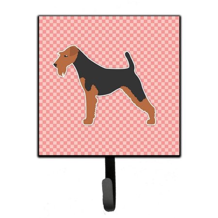 MICASA Welsh Terrier Checkerboard Pink Leash or Key Holder MI224831